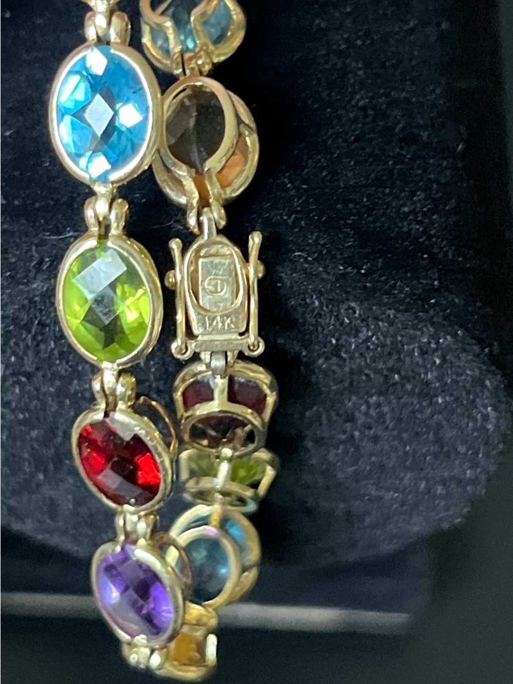 Multicolor Gemstone Tennis Bracelet in 14K Gold Setting - Picture 4 of 7